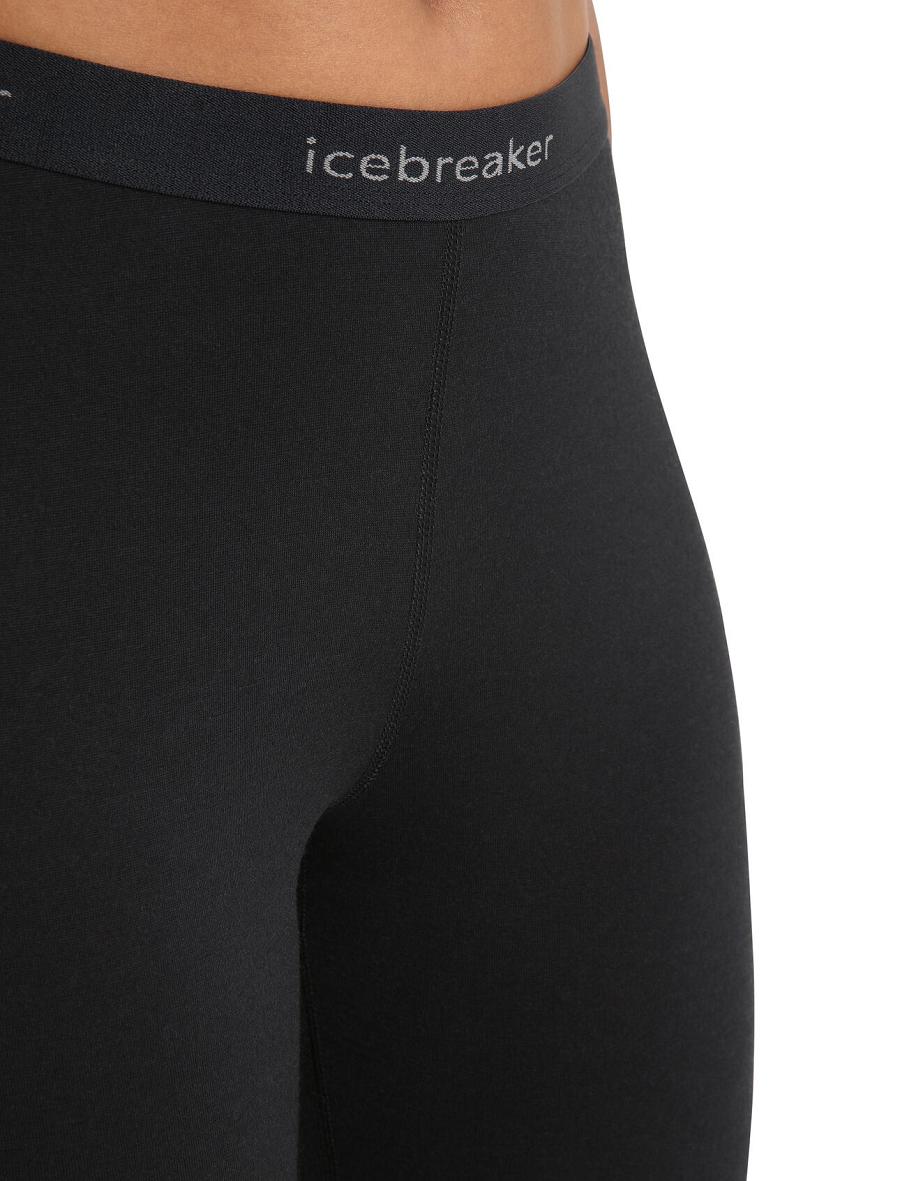 Black Icebreaker Merino 200 Oasis 3/4 Thermal Leggings Women's Base Layers | AU 1872VRWD